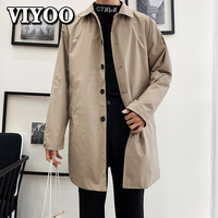 Ponadgabarytowy Retro czarny mężczyźni prochowce Homme płaszcz na co dzień elegancki płaszcz męski tunika Buttom ubrania chroniące przed wiatrem kurtka dla mężczyzn 1